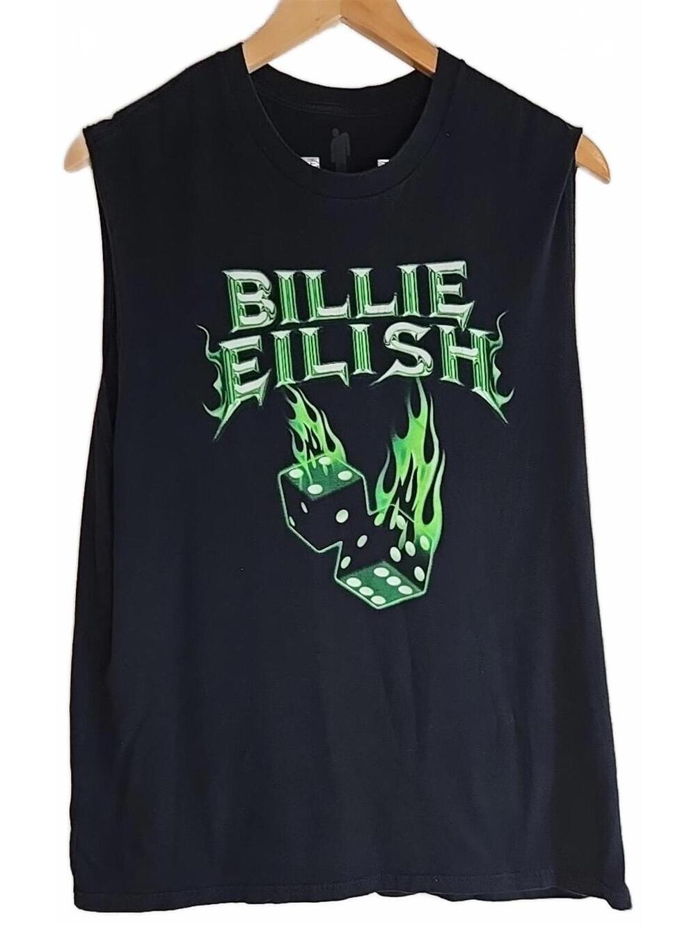 Billie Eilish Green Dice Sleeveless Muscle Tank Top Men's/Womens Black Size L